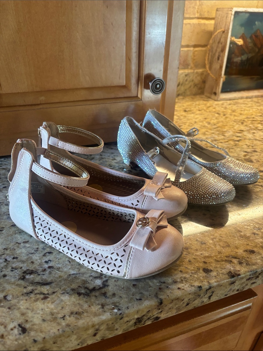 Girls Dress Mary Jane Flats - Pink and Silver
